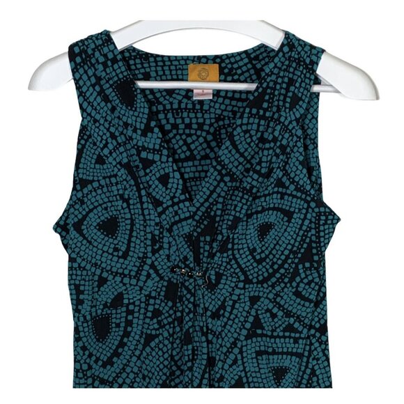 Ruby Rd Blue Black Abstract Maxi Dress Small Sleeveless Stretch Boho Vacation - Picture 2 of 8